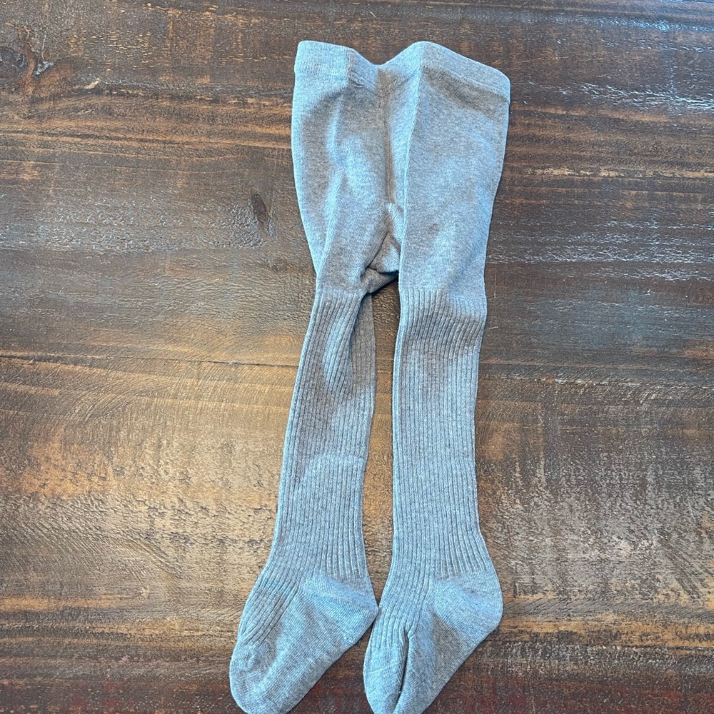 Gray Ribbed Knit Tights